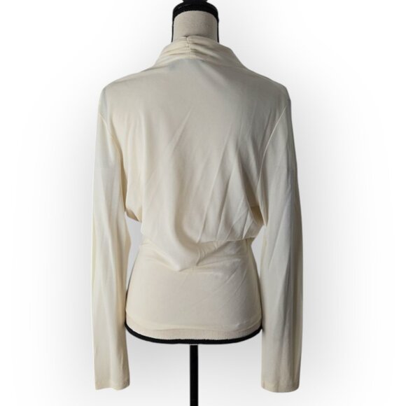 Anne Klein Ivory 100% Silk Faux Wrap Top L - Picture 4 of 8